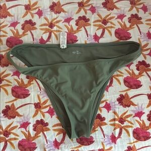 Green High-Cut Bikini Bottom with Thin Straps